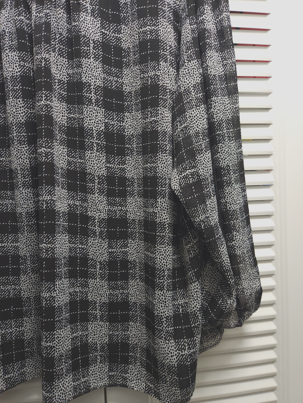 NWT Tommy Hilfiger Black & White Plaid Ruffle Neck Peasant Blouse Size 2X - Picture 11 of 12